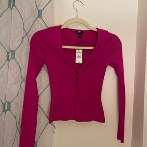Express Body Contour Button Front Cardigan